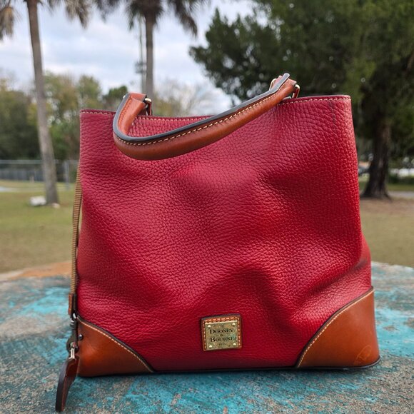 DOONEY & BOURKE Red Pebble grain leather Brenna Satchel handbag - Picture 1 of 6